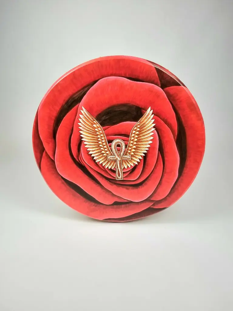 [PM-039] Schamanische Trommel Ankh Rosen Linie Medizin Trommel 50cm
